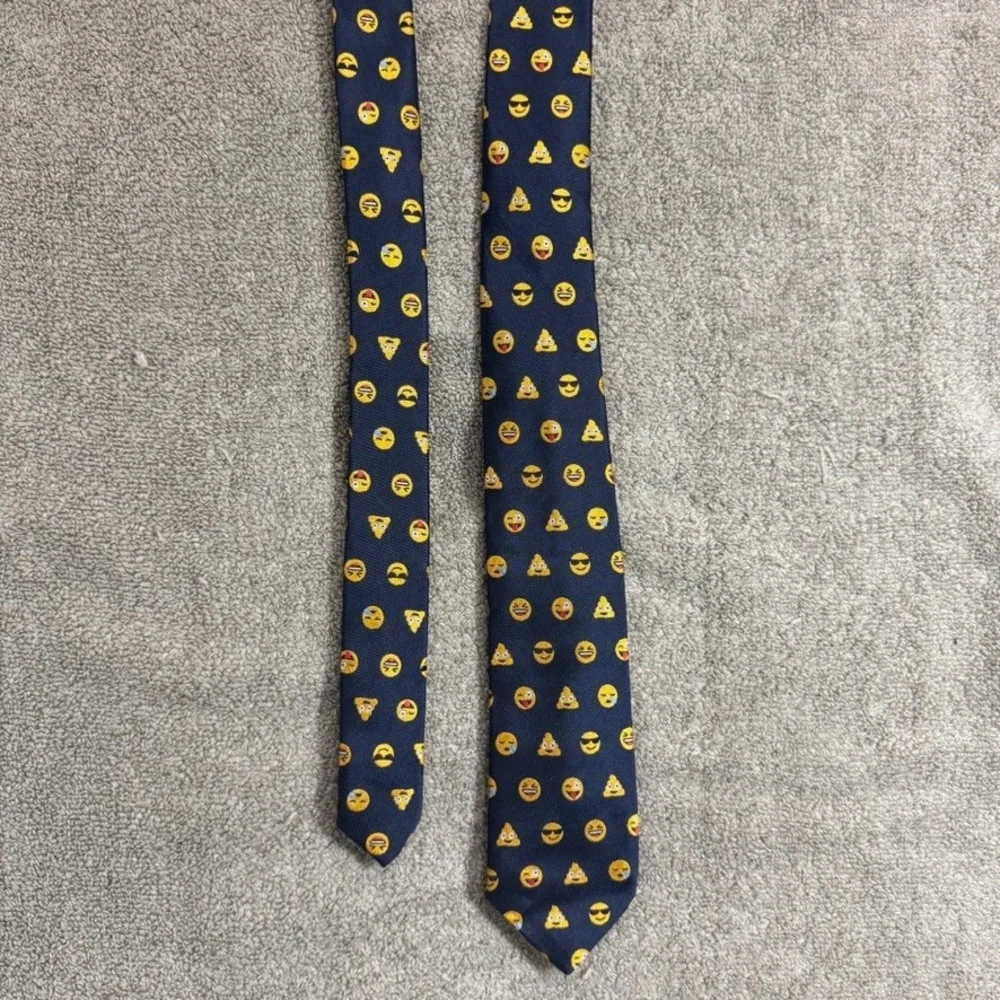 The Childrens Place Boys Navy Blue Emoji Print Novelty Necktie Poop Sunglasses